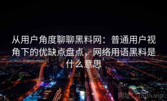 从用户角度聊聊黑料网：普通用户视角下的优缺点盘点，网络用语黑料是什么意思