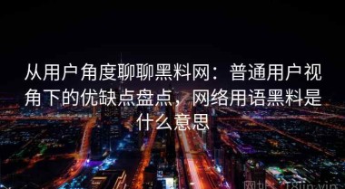 从用户角度聊聊黑料网：普通用户视角下的优缺点盘点，网络用语黑料是什么意思