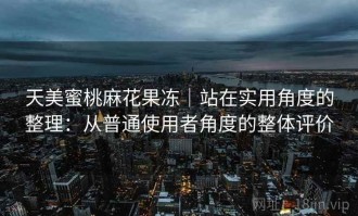 天美蜜桃麻花果冻｜站在实用角度的整理：从普通使用者角度的整体评价