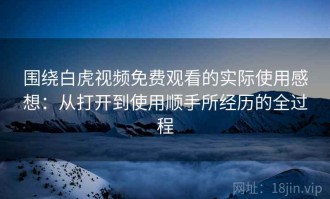 围绕白虎视频免费观看的实际使用感想：从打开到使用顺手所经历的全过程