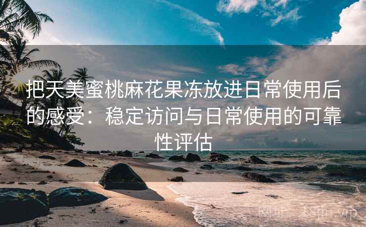 把天美蜜桃麻花果冻放进日常使用后的感受：稳定访问与日常使用的可靠性评估
